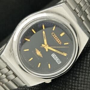 Vintage 1985 Citizen Automatic Mens Silver Watch W/daydate & Gold accents